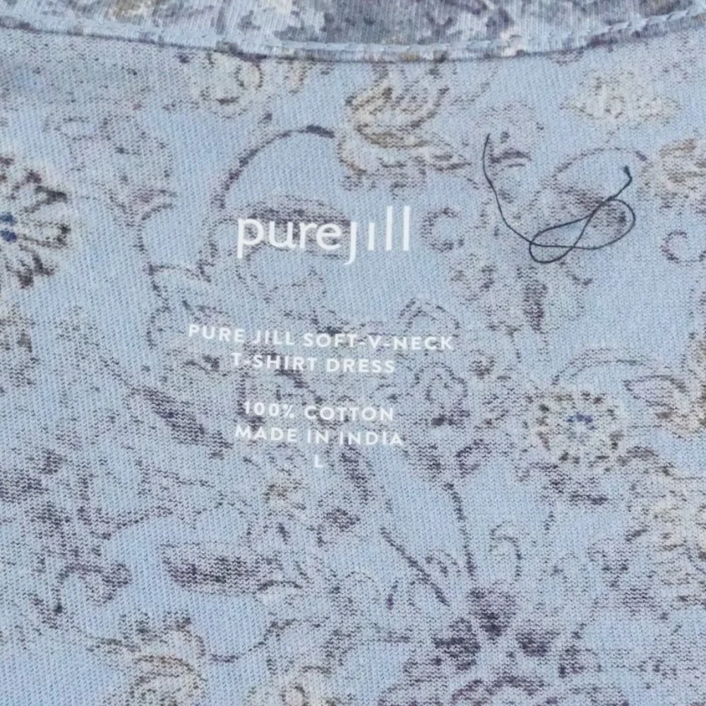 J.Jill T-Shirt Dress Womens Large Floral Print V-Neck Short Sleeve - Picture 5 of 12